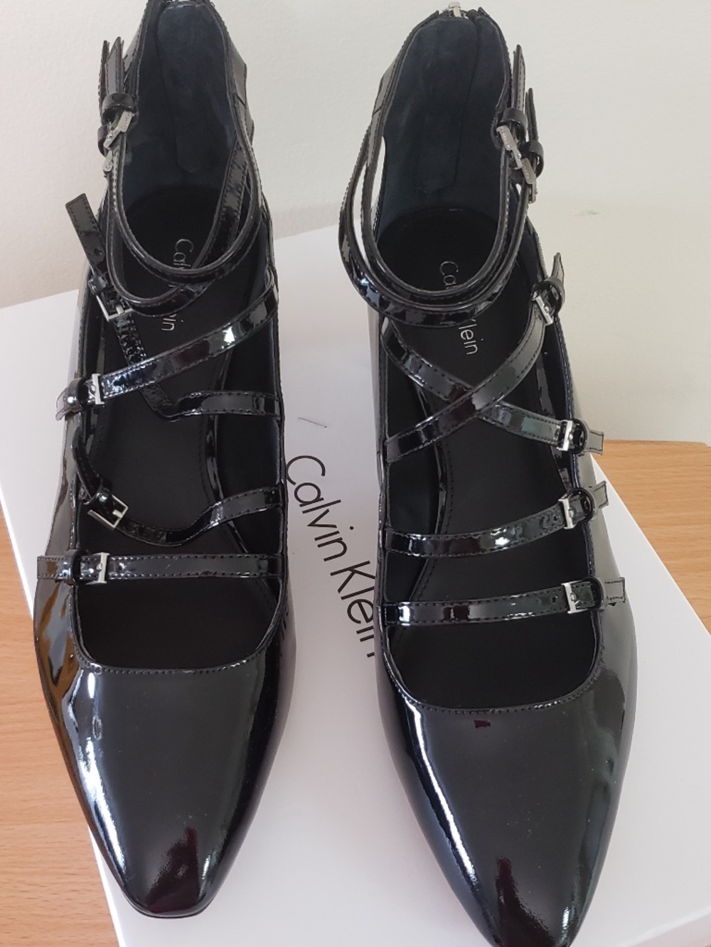 NEW CK Calvin Klein Madlenka Patent Heels, Black, Size 10
